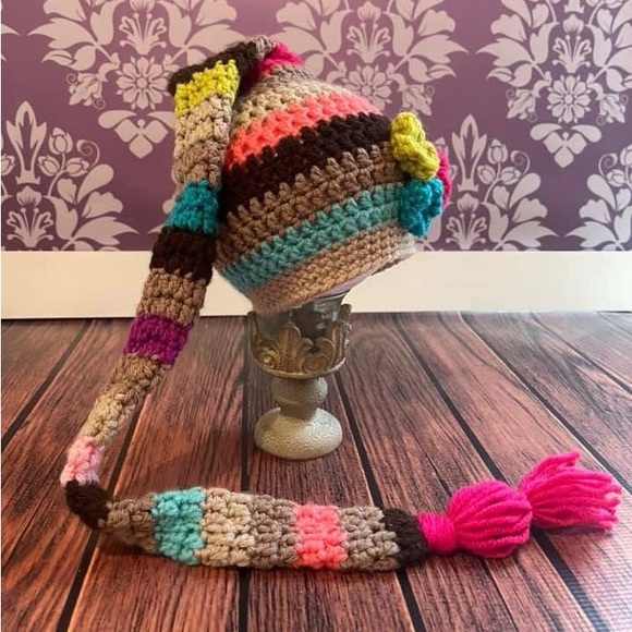 Crochet Striped Elf Stocking Hat - Picture 6 of 6